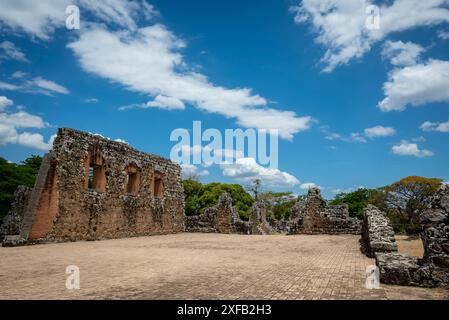 Rovine di Panama Viejo o Old Panama, la parte restante della città originale di Panama, distrutta nel 1671 dal corsaro gallese Henry Morgan, Foto Stock