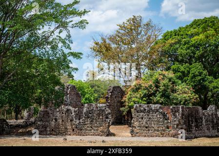 Rovine di Panama Viejo o Old Panama, la parte restante della città originale di Panama, distrutta nel 1671 dal corsaro gallese Henry Morgan, Foto Stock