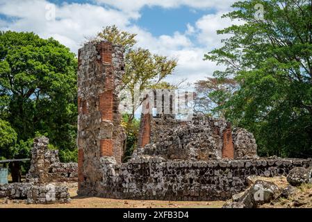 Rovine di Panama Viejo o Old Panama, la parte restante della città originale di Panama, distrutta nel 1671 dal corsaro gallese Henry Morgan, Foto Stock