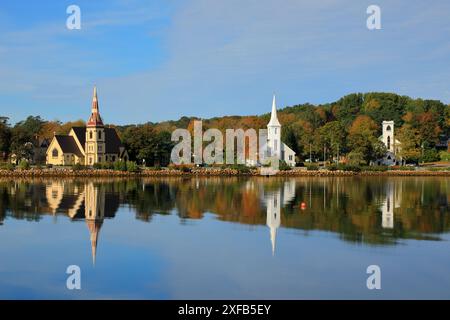Geografia / viaggi, Canada, Mahone Bay, nuova Scozia, tre chiese, ULTERIORI-DIRITTI-AUTORIZZAZIONE-INFORMAZIONI-NON-DISPONIBILI Foto Stock