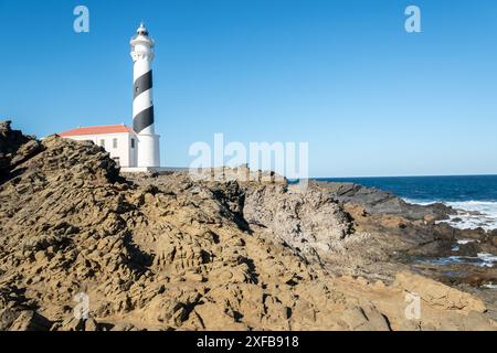 Faro di Cap de favaritx, Minorca, isole Baleari Foto Stock