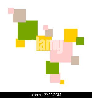 Forma geometrica composta da quadrati di varie dimensioni. Elemento decorativo per layout pubblicitari, logo, poster, progetti vuoti e di design. Shades Fern Illustrazione Vettoriale