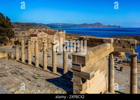 Geografia / viaggi, Grecia, Rodi, Lindo, acropoli, ULTERIORI-DIRITTI-AUTORIZZAZIONE-INFORMAZIONI-NON-DISPONIBILI Foto Stock