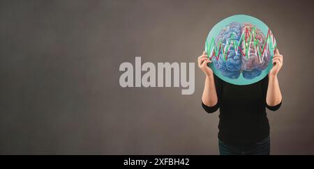 Epilessia, cervello con convulsioni, EEG, attività elettrica della mente, consapevolezza di alzheimer, diagnosi di demenza, morbo di Parkinson, disturbo di perdita di memoria Foto Stock