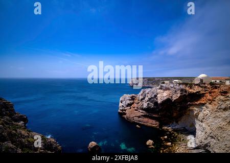 Fortaleza de Belixe, ufficialmente forte de Santo Antonio de Belixe, anche forte do Beliche, Capo di Sao Vicente, Sagres, scogliere, Oceano Atlantico Foto Stock