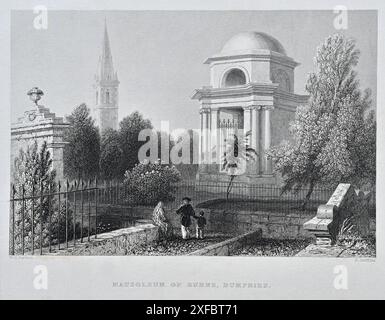 Mausoleo di Robert Burns, Dumfries, Scozia, incisione vintage del 1838 Foto Stock