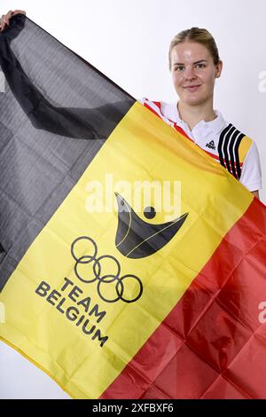 Bruxelles, Belgio. 19 giugno 2024. Becky Massey, in Belgio, fotografata durante un servizio fotografico per il Comitato Olimpico belga BOIC - COIB in vista dei Giochi Olimpici di Parigi 2024, a Bruxelles, mercoledì 19 giugno 2024. BELGA FOTO DIRK WAEM credito: Belga News Agency/Alamy Live News Foto Stock