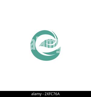 Logo Letter e Leaf Green. E illustrazione del vettore Eco Nature Illustrazione Vettoriale