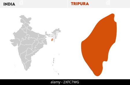 Tripura MAP Illustration1, Stato dell'India, Repubblica dell'India, governo, mappa politica, mappa moderna, bandiera indiana, illustrazione vettoriale Illustrazione Vettoriale