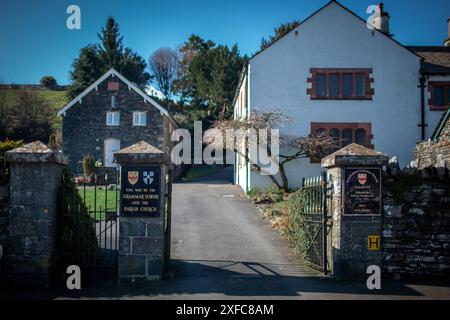 Il vecchio museo della Grammar School di Hawkshead, Cumbria Foto Stock