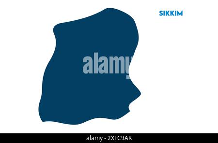 Sikkim Vector map1, Stato dell'India, Repubblica dell'India, governo, mappa politica, mappa moderna, bandiera indiana, illustrazione vettoriale Illustrazione Vettoriale