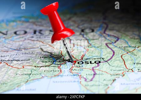 Oslo, Norvegia pin sulla mappa Foto Stock
