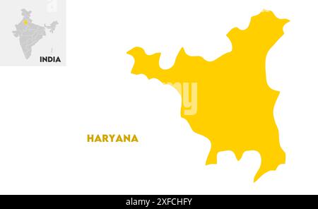 Haryana administrative map1, Stato dell'India, Repubblica dell'India, governo, mappa politica, mappa moderna, bandiera indiana, illustrazione vettoriale Illustrazione Vettoriale