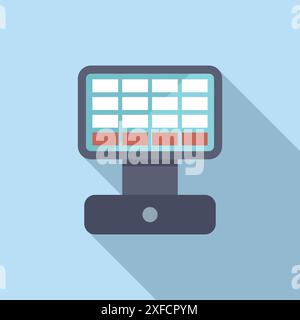 Registratore di cassa elettronico con pulsanti che mostrano l'importo totale da pagare Illustrazione Vettoriale
