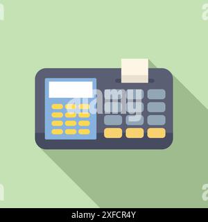 Registratore di cassa elettronico con pulsanti e rotolo di carta termica per la stampa delle ricevute Illustrazione Vettoriale