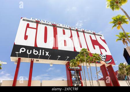 Il Raymond James Stadium ospita i Tampa Bay Buccaneers e la squadra di football NCAA della University of South Florida Bulls. Foto Stock
