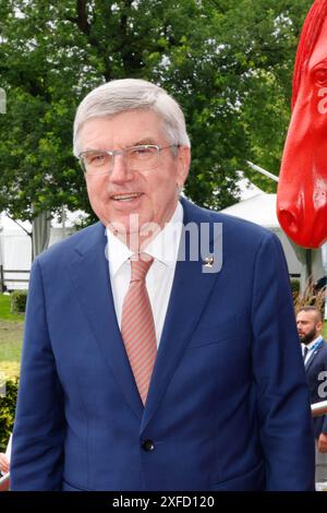 Dr. Thomas Bach Präsident coi beider Eröffnung und Medianight zu CHIO 2024, Aquisgrana. *** Dr. Thomas Bach Presidente CIO sia apertura e medianght di CHIO 2024, Aquisgrana Foto Stock