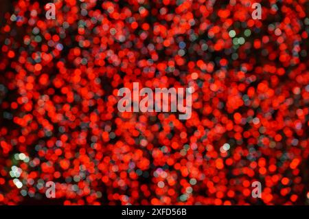 Abstract blurred red white green blue lights pattern with bokeh at night. Illustration background design Foto Stock