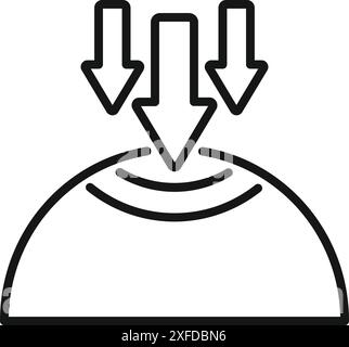Tre frecce rivolte verso il basso verso gli emisferi terrestri, che simboleggiano la connettività globale e la trasmissione dei dati Illustrazione Vettoriale