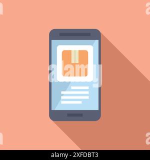 Smartphone che mostra l'app per il tracciamento dei pacchi, il servizio di consegna e il concetto di logistica Illustrazione Vettoriale