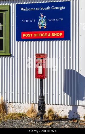 Ufficio postale e negozio, Grytviken, King Edward Cove, Georgia del Sud, martedì 28 novembre 2023. Foto: David Rowland / One-Image.com Foto Stock