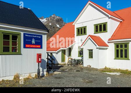 Ufficio postale e negozio, Grytviken, King Edward Cove, Georgia del Sud, martedì 28 novembre 2023. Foto: David Rowland / One-Image.com Foto Stock