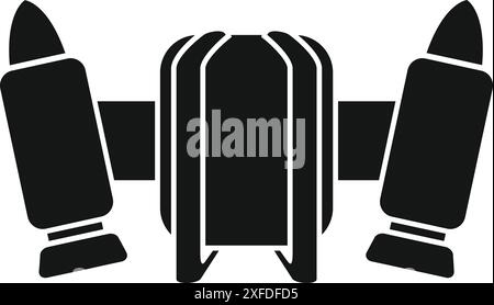 Semplice glifo nero che rappresenta un drone militare che lancia razzi, ideale per app o siti Web Illustrazione Vettoriale