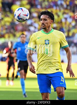 Santa Clara, Stati Uniti. 2 luglio 2024. Marquinhos del Brasile, durante la partita CONMEBOL Copa America Group D tra Brasile e Colombia, allo stadio Levi's di Santa Clara, Stati Uniti, il 2 luglio. Foto: Rodrigo Caillaud/DiaEsportivo/Alamy Live News crediti: DiaEsportivo/Alamy Live News Foto Stock