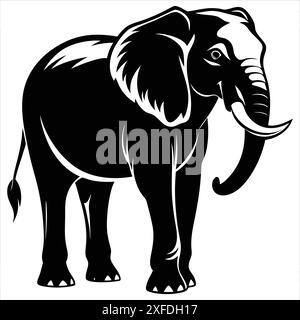 Illustrazione vettoriale della silhouette della testa dell'elefante Illustrazione Vettoriale