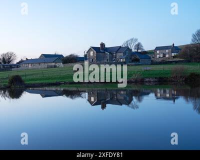 Nettlecombe agriturismo e lago per la pesca, Whitwell, Isola di Wight, Hampshire, Inghilterra, Regno Unito, gennaio 2020 Foto Stock