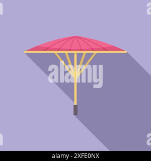 Ombrello cinese tradizionale che getta un'ombra, che rappresenta la cultura cinese e fornisce ombra Illustrazione Vettoriale