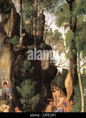 Il Martirio dei diecimila è un dipinto ad olio di Albrecht Dürer, risalente al 1508 e ora al Kunsthistorisches Museum di Vienna, Austria dettaglio della foresta Foto Stock