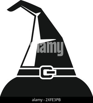 Cappello da strega nero con fibbia rivolta verso l'alto, perfetto per rappresentare i costumi di halloween Illustrazione Vettoriale