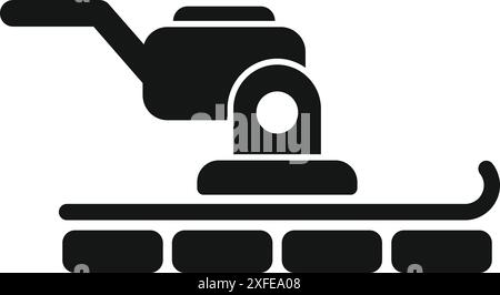 Icona di glifo nero per una macchina per la pulizia della neve che prepara una pista da sci di fondo Illustrazione Vettoriale
