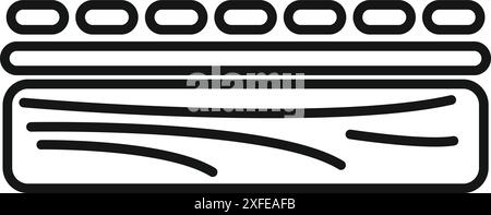 Icona line art di un materasso ortopedico con memory foam per una notte di sonno confortevole Illustrazione Vettoriale