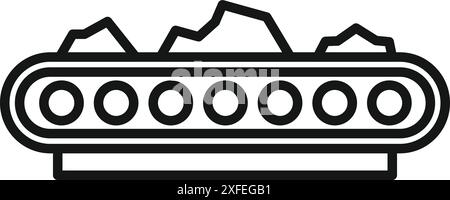 Nastro trasportatore che trasporta carbone dal simbolo della miniera in uno stile semplice Illustrazione Vettoriale