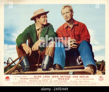 VAN HEFLIN e ALAN LADD in SHANE 1953 regista GEORGE STEVENS basato sul romanzo di Jack Shaeffer musica Victor Young costumi Edith Head Paramount Pictures Foto Stock