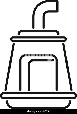 Icona di linea di un bioreattore, un recipiente spesso realizzato in acciaio inossidabile utilizzato nel biotrattamento per la coltivazione di organismi come batteri e lieviti in condizioni controllate Illustrazione Vettoriale