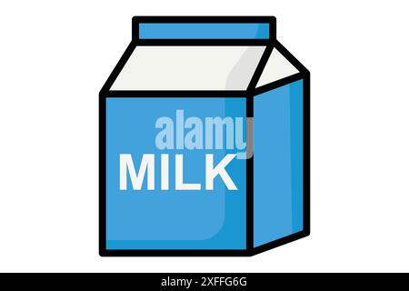 Icona del latte. cartone del latte. icona relativa a nutrienti, cura dei bambini o opzioni salutari. stile icona contorno colorato. illustrazione vettoriale degli elementi nutrizionali Illustrazione Vettoriale