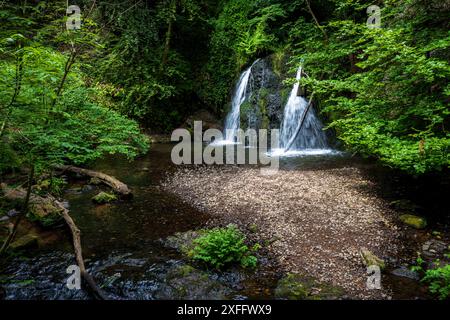 Le cascate di Fairy Glen, Rosemarkie, Black Isle, Ross e Cromarty, Scozia settentrionale Foto Stock