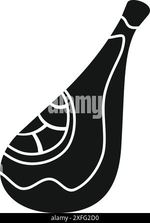 Semplice vettore di una coscia di prosciutto serrano intera, solitamente mangiata a fette sottili Illustrazione Vettoriale