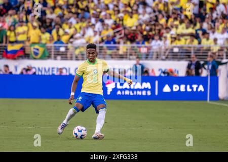 Saint Clara, Stati Uniti. 3 luglio 2024. Wendell del Brasile durante la partita tra Brasile e Colombia nella fase a gironi della Copa America CONMEBOL all'Estadio Levis di Santa Clara, CALIFORNIA, Stati Uniti (Richard Callis/SPP) crediti: SPP Sport Press Photo. /Alamy Live News Foto Stock