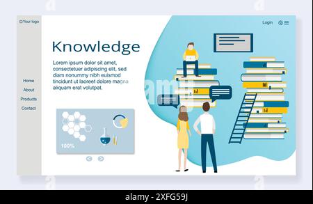 Modello del sito Web di concetto di conoscenza, illustrazione vettoriale di design piatto moderno, per la grafica e il web design Illustrazione Vettoriale