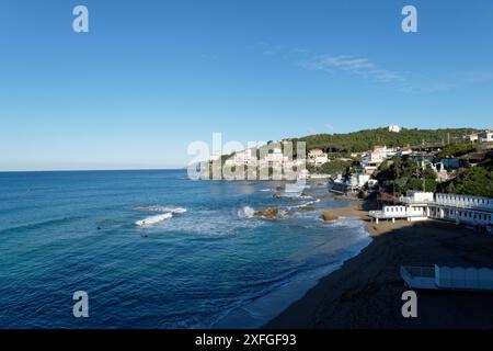 Vista panoramica della costa estruscica di Castiglioncello, vicino a Livorno. Toscana, Italia Foto Stock