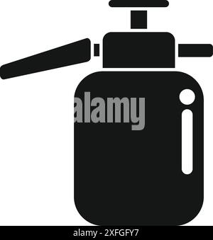 Semplice icona di glifo nero di una bottiglia spray, comunemente utilizzata per prodotti e soluzioni detergenti Illustrazione Vettoriale