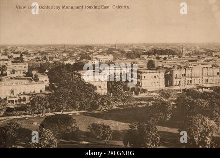 Vista dall'Ochterlony Monument verso est, Calcutta. 1870-1920 fotografia di Calcutta (Kolkata), India, scattata da un fotografo britannico sconosciuto. Foto Stock