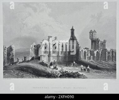 Abbazia di Corsregal (Abbazia di Crossraguel) vicino a Maybole, Scozia, incisione vintage del 1840 Foto Stock