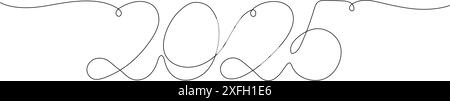 2025 illustrazione vettoriale di un disegno a linea continua Illustrazione Vettoriale