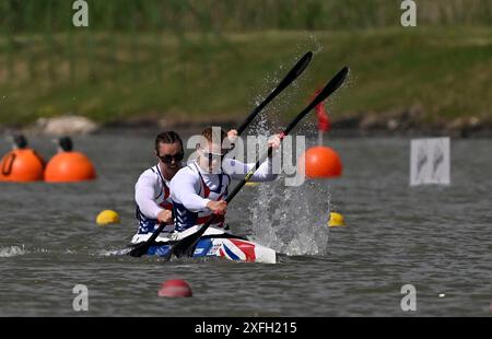 Seghedino. Ungheria. 8 maggio 2024. La Coppa del mondo di canoa 2024 ICF e i Campionati del mondo di Paracanoe. Parco acquatico olimpico di Szeged. Durante le qualificazioni olimpiche europee per Canoe Sprint a Szeged, Ungheria. Foto Stock