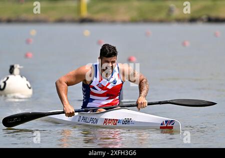 Seghedino. Ungheria. 10 maggio 2024. La Coppa del mondo di canoa 2024 ICF e i Campionati del mondo di Paracanoe. Parco acquatico olimpico di Szeged. David Phillipson (GBR) durante i Campionati del mondo Paracanoe/Canoe Sprint World Cup a Szeged, Ungheria. Foto Stock